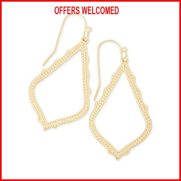 Gold Plated Brass Drop Earrings, Lever Back, 2.75 Inch Length - Picture 2 of 5